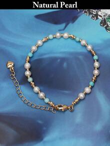 1pc Fashion Pearl Bracelet, Natural Freshwater Pearl Bracelet, Round White Cultured Pearl Bracelet, Women's Daily Wear, Party/Wedding/Holiday Gift Box - A - View 9