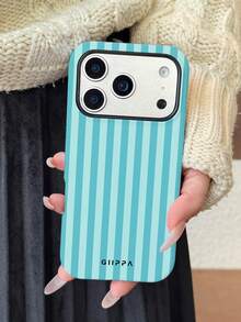 1pc Mint Green Striped Pattern Phone 17 Pro Max Case, Suitable For Phone 16 Pro Max, 15 Pro Max, 14 Pro Max, Korean Stylish And Interesting Phone Case, Compatible With 11/12/13/14/15/16 Pro Max Plus, Elegant Design For Both Men And Women, Ideal Gift For Christmas, Valentine's Day, Easter, Wedding Season And Birthday For Girlfriend - Multicolor - View 3