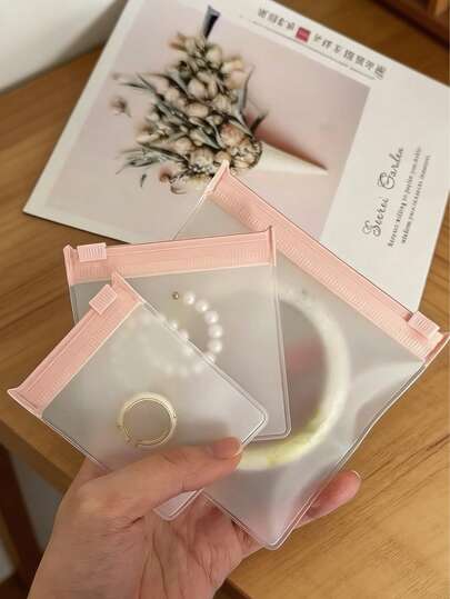 Thick Non-Yellowing Matte EVA Jewelry Storage Bag, Dust-Proof Portable Organizer Pouch, Travel Accessory With Drawstring Closure