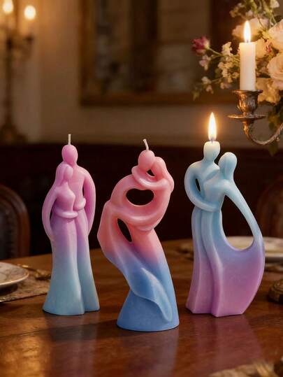 创意抽象情侣拥抱雕塑硅胶模具，极简北欧风格情侣摆件，DIY蜡烛、树脂、石膏、肥皂、婚礼装饰工艺模具