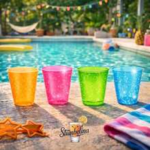 D100 COUNT 1 Oz NEON SPARKLE PLASTIC SHOT GLASS CUPS BRIGHT MULTI-COLOR Variety Pack Disposable Party Mini Cups Perfect For Jello Shots Dert Shooters Parties Weddings Bars - 100 Cups - View 4