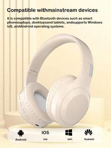 AKKHOO Over-ear Wireless Headphones With Long Battery Life, Suitable For Gaming - Beige - View 8