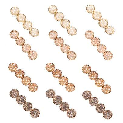 12pcs Rhinestone Crocodile Clip Round Shiny Crystal Hair Clips, Suitable For Women And Girls