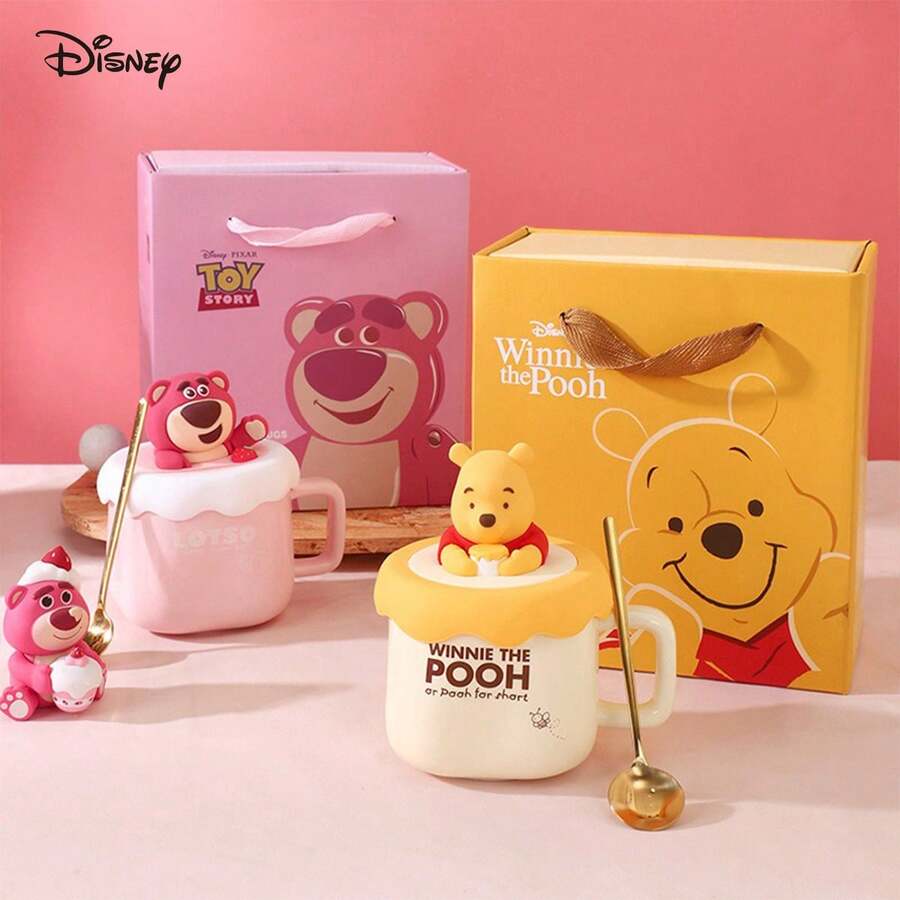 Disney Bộ cốc sứ hoạt hình, cốc chất lượng cao có nắp, hộp quà tặng, giao hàng miễn phí - Nhiều màu - Xem 1