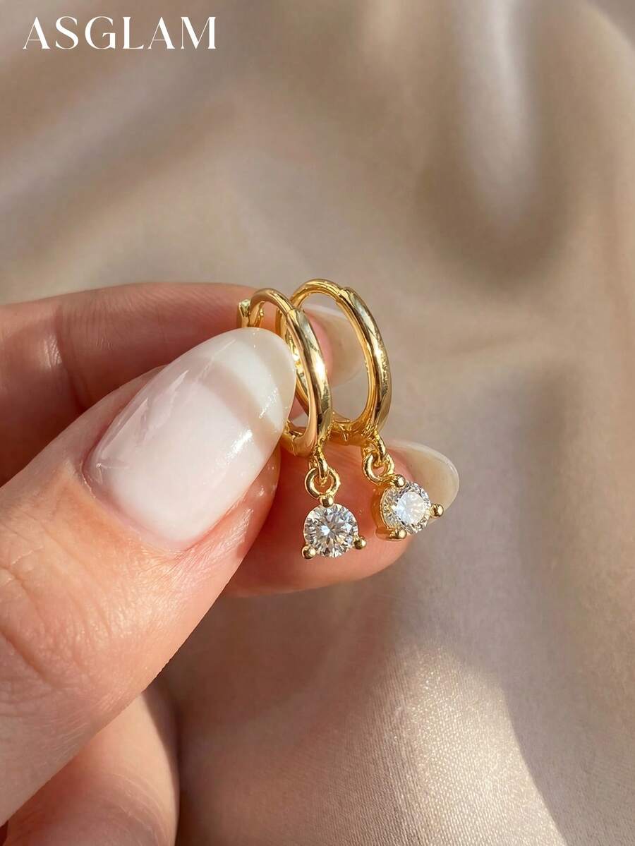 1 Pair Fashion Teardrop Zirconia Earrings, 925 Sterling Silver Jewelry, Elegant Pear Cut Zirconia Earrings, Exquisite Jewelry Gift, Suitable For Girls To Wear Daily, Dates, Parties And Other Occasions - Style 1 - View 1