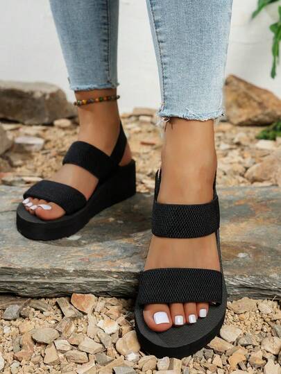 Women's Lightweight Casual Vacation Style Fashion Sandals, EVA Slip-On Minimalist Summer Slides, Round Toe Shoes Suitable For Students And Office Workers