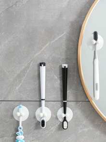 8pcs Suction Cup Transparent Reusable Bathroom Hooks & Toothbrush Holder Set - White - View 1