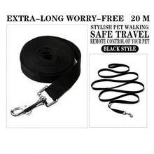 3/5/10/15/20/30m 1pc Nylon Pet Leash, Dog Walking Lead, Durable Pet Traction Rope - Black - View 6