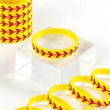 20/40/60pcs Silicone Yellow Baseball Bracelet, Sports Softball Bracelet Wristband, Player Sports Gifts, Softball Party Supplies, Birthday Gifts For Boyfriend/Girlfriend, Perfect Wear Decorations, Party Events, Company Sports Team Building Activities - 20pcs - View 9