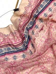 1pc Simple Printed Scarf, Lightweight & Breathable Tassel Shawl, Elegant & Fashionable Design For Women, Versatile Silk Scarf For Spring/Summer, Outdoor Sun Protection Beach Wrap, Headscarf For Dress - 咖啡棕色 - 查看 6