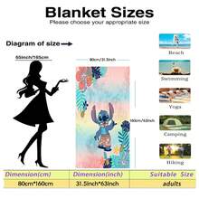 Disney 1条卡通人物印花轻薄速干沙滩巾，适合夏季度假、旅行、游泳池、露营和野餐。 - A - 查看 11