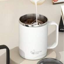 1pc Stainless Steel Portable Sealed Office Coffee/Tea/Milk Cup With Lid, Travel Mug - Multicolor - View 8