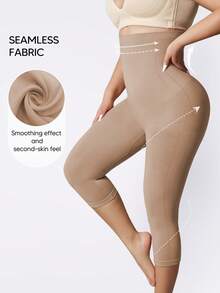 高腰舒适提拉塑形紧身裤，中长七分裤，女士塑身裤 - 藕粉色 - 查看 5