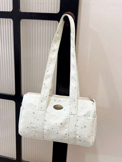 星形印花便携式健身包，轻便、小巧、耐用，可斜挎或手提，男女通用，适合团队活动、日常健身锻炼和短途旅行。圆柱形运动健身包，便携式拉链轻便手提包，适合日常使用，男女通用，大容量行李包，训练包