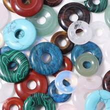 2个18/25毫米圆形护身符吊坠，天然宝石水晶玛瑙护身符项链吊坠配件 - 彩色 - 查看 8