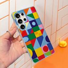 Funda para teléfono: ZenithFlow: Fundas para teléfono novedosas y coloridas, Funda Geométrica Colorida, con Cuadrados, Círculos y Triángulos, Cubierta Protectora Duradera y Elegante para Galaxy S25, S24, S23, Plus, Ultra, A56, A51, A50, A36, A33, A30, A26, A15 - color - Ver 3