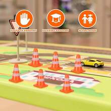 7pcs Traffic Cones, 0.98inch Traffic Signs Miniature Sports Training Roadblock Cones Small Street Signs Construction, Theme Party Sports Activities - Initial - View 4