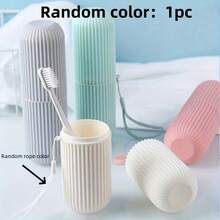 1pc Vertical Striped Portable Toothbrush Holder, Includes Rinse Cup, Toothbrush Rack, Toothpaste Rack, Suitable For Outdoor Camping Travel, Compact And Lightweight Design - Multicolor - View 18