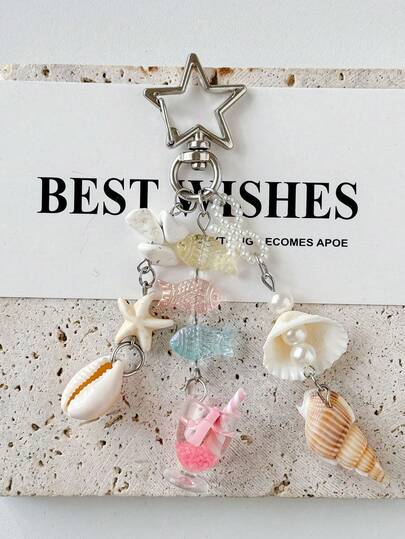 海洋风珍珠贝壳挂饰串珠钥匙扣