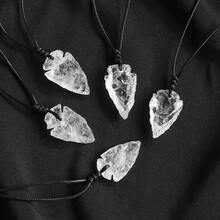 1件天然黑曜石箭形宝石吊坠和透明石英羽毛项链，男士款——独特水晶首饰，父亲节母亲节礼物 - 箭頭吊墜皮繩 - 查看 10