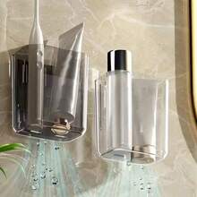 2pcs/1pc Bathroom Shelf, Minimalist Design Wall-Mounted Toothbrush Holder, Self-Adhesive Electric Toothbrush Storage Box, Waterproof Toothbrush Rack, Cosmetic Organizer, Space-Saving Wall Mount, Suitable For Bathroom, Vanity, Sink, Toilet, Countertop, No Drilling Required, Toothpaste & Toothbrush Cup Drainage, Household Items, Travel Essential, Daily Use, Bathroom Accessories, Unique Gift, Creative Home Bathroom Decor - Multicolor - View 5