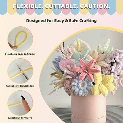 423 件套毛根手工套装，包含 400 根毛根、雪尼尔绒条，可用于 DIY 母亲节鲜花制作，套装内含 2 卷园艺胶带、20 根花茎和 1 份教程。