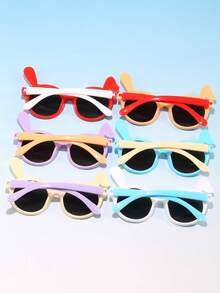 6副可爱卡通兔子造型儿童时尚眼镜，时尚又酷炫，适合生日派对 - 彩色 - 查看 4