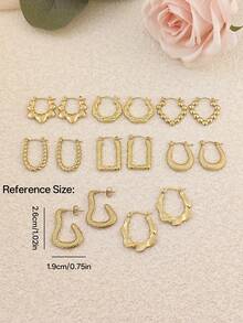 Stainless Steel Women's Earring Set, Fashionable Exaggerated Gold Hoop Earring Set, Suitable Fashion Accessories For Girls - Multicolor - View 10
