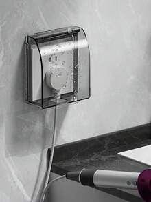 Caja a prueba de agua transparente de color gris humo sin perforar, caja a prueba de salpicaduras para el baño, cubierta de protección para enchufes, caja anti-goteo y anti-polvo para interruptores de cocina, caja de protección para enchufes de cocina y baño, anti-descarga eléctrica, diseño de tapa abatible de gran ángulo, cubierta de protección para enchufes con adhesivo resistente - Ver 11