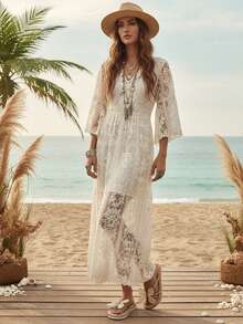 2026款花卉蝴蝶装饰透气镂空舒适平底凉鞋，适合夏季、秋季、冬季穿着，百搭，可用于婚礼、派对、休闲、海滩、浪漫约会、度假等场合。 - 杏色 - 查看 9