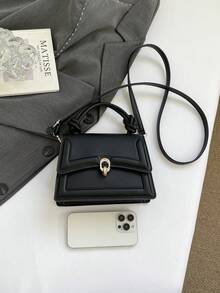 2026 Spring New Solid Color Minimalist Fashionable High-Quality Shoulder/Crossbody/Handbag Small Square Bag, Versatile - Black - View 3