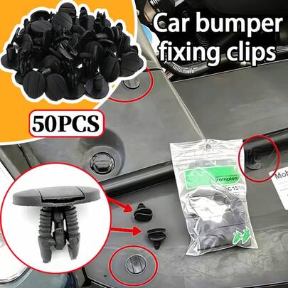 50pcs Car Bumper And Fender Fasteners, Plastic Rivet Clips, Black Trim Panel Retainers