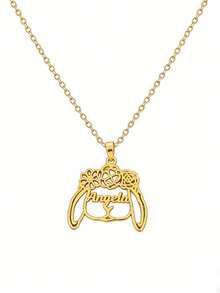 Custom Name Bunny Necklace With Birth Flower, Personalized Easter Jewelry Gift For Women, Pet Lover Holiday Present - Multicolor - View 4