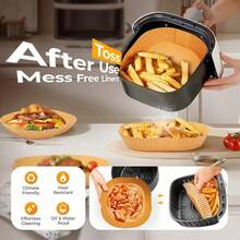 50/100/200pcs Non-Stick Air Fryer Liner Papers, Greaseproof Paper With Grooved Edges, Suitable For Air Fryers, Microwaves, Ovens, And As Barbecue Grill Liners.  Greaseproof, Non-Stick, Heat-Resistant, And Easy To Clean. Ideal For Serving Grilled Foods And Desserts. A Perfect Choice For Home And Commercial Kitchens, And A Must-Have For Holiday Baking, Barbecues, Parties, And Gatherings. - 彩色 - 查看 10