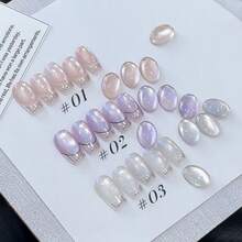 10毫升/瓶 Aurora 猫眼指甲油，2026新款蓝色珠光闪粉，粉裸色超亮猫眼磁性凝胶指甲油，春夏美甲 - 彩色 - 查看 2