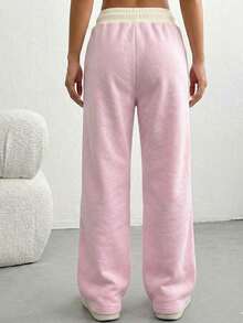 BELİ LASTIK DETAYLI BASKILI CEPLİ KADIN ESOFMAN ALTI-MADE IN TURKEY - Baby Pink - View 3