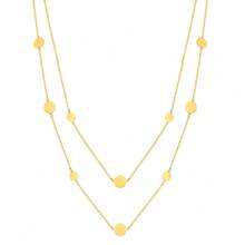 1件装 时尚多款式不锈钢长款串珠水滴心形仿珍珠不对称毛衣链项链 - 金色 - 查看 2