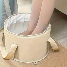1pc Foldable Foot Bath Basin, Fragrance-Free Design, With Sturdy Handle For Easy Carrying And Use, Includes Bath Bag - Foldable - View 3