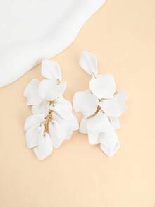 1对时尚花瓣流苏花朵耳环，休闲海滩度假风 - 彩色 - 查看 4