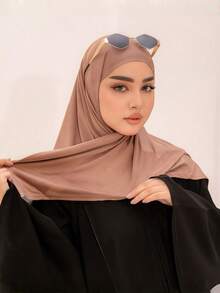 1pc Instant Triangle Hijab, All-In-One Tie-Up Design, Quick Wrap Without Slipping, No Undercap Or Folding Needed, Suitable For Daily Wear, Prayer, And Outings - Triangular Instant Hijab - View 11