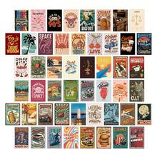 50pcs Vintage Hippie Style 3.94x5.91 Inches Wall Art Set - Movie Aesthetic Posters & Collage Kit For Retro Room Decor, Teen Dorms & Photo Displays - A - View 1