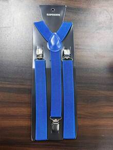 1pc Adjustable Elastic Suspender In Royal Blue, Unisex, High Density Durable, Fashionable Versatile, Suitable For Various Occasions, Comfortable And Stylish - Royal Blue - View 2