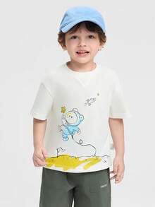 Áo thun ngắn tay bằng cotton mềm mại, kiểu dáng thường ngày dành cho bé trai, in hình chủ đề không gian và phiêu lưu. - Benbai - Xem 3