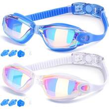 Adjustable Strap Swim Goggles Anti-Fog & Waterproof Seal - 2.blue & White - View 13