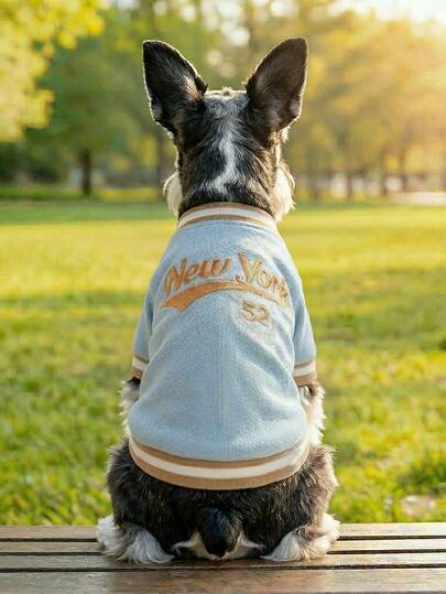 PETCIRCLE 1pc Pet Dog Clothes, Outdoor & Indoor Apparel, European & Korean Style For Poodle, Teddy, Small Dog & Puppy, Casual Fashionable Cute & Comfortable New York Baseball Tee