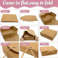 10pcs Kraft Paper Gift Boxes With Lids, Bridesmaid Proposal Boxes With Ribbons, 10.6 X 8 X 3.2 Inches (Brown) - View 7