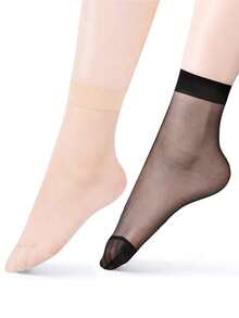 1/5/10/20双装加厚耐穿防勾丝长筒袜，四季皆宜 - 彩色 - 查看 22