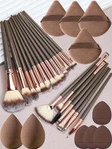 28pcs Ultimate Makeup Brush Set, Including Large Powder Brush, Blush Brush, Contour Brush, Foundation Brush, Concealer Brush, And Eyeshadow Brush - Comes With Water Drop Makeup Sponge, Thumb Puff, And Triangle Puff - Nylon Bristles, Suitable For All Skin Types. Set Includes: Makeup Brush Set, Makeup Brush Set, Full Makeup Brush Set, Makeup Set, Makeup Brush Set, Makeup Gift Set.,Giveaways,Professional Makeup Brushes,Complete Makeup Set - Brown - View 15