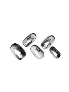 10Pcs Handmade Square Short Nail Set, Black Glossy Finish With Cat-Eye Design Featuring Silver Star Elements. Adhesive Label Included, Reusable Handmade Wearable Nail Polish Press On Nails Nail Supplies Nails - Multicolor - View 3