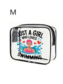"Nur ein Mädchen, das Schwimmen liebt" Aufdruck PVC Schwimm-Aufbewahrungstasche, Badeanzug Aufbewahrungstasche, PVC Reise-Organizer Tasche mit Reißverschluss - leicht, farbbeständig, Make-up & Kulturtasche für Frauen & Mädchen - Verschiedenfarbig - Übersicht 14